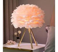 Feather Table Lamp, Crystal Heart Shape Modern Romantic Bedroom Bedside Lamp, for Living Room, Bedroom, Bar, Restaurant, Wedding, Home Decor,Gold