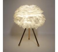 Feather Table Lamp, USB Charging Feather Touch Control Bedside Lamp with Good Light Transmittance, 3 Gears Adjustable Lights, 1800mAh Cordless Table Lamps for Villas (White)