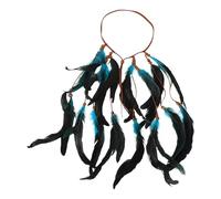Feather Tassel Headband Boho Feather Hair Band Beads PeacockFeather Hippie Boho Headdress Indian Fascinator Indian Bohemian Feather Headpiece Hair Accessories for Women Girls Evening (Blue, One Size)