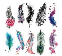 Feather Tattoo Stickers Belly Cover Belly Scar Hair Stretch Marks Waterproof Durable Sexy Temporary Tattoo