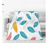 Feather Throw Blanket 180x200 cm White Flannel Fluffy Fleece Blanket Soft Lightweight Warm Blankets and Throws for Bed Sofa and Couch a-6119