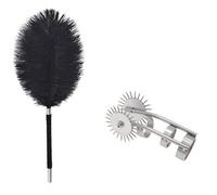 Feather Tickler and Spiky Massage Roller Soft Feather Tickler with Metal Wheel Light BDSM Sensory Toy for Beginners