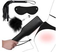 Feather Tickler Leather Whip Suit Spanking Paddle Blindfold Restraints Role Play Adult Game BDSM Bondage Kit for Couples Sensual Adult Toy Set for Foreplay