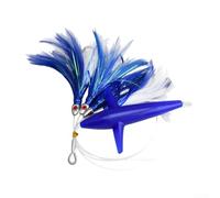 Feather Trolling Skirt Tuna Lure With Steel Hook For Big Game Saltwater Boat Fishing, UV Light Lifelike Eye Design And Special Wing Head To Enhance Attraction, 165Cm 122G (blue)