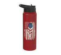 Feather USA Flag Native American Tribal Tradition Stainless Steel Insulated Water Bottle