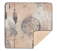 Feather Vintage Art Cute Foldable Baby Gym & Activity Mat for Floor 1-Piecing Infant Play Mat for Baby Kids Toddlers Infants, 50'' x 50''