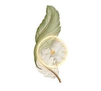 Feather Wall Clock Hanging Decor with LED Light, 47.2"X21.26" Large Feather Wall Art Sculptures, Chic Boho Plume 3D Resin Decorative Wall Art Sculpture for Living Room Hallway Bedroom(B)