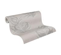 Feather Wallpaper MATA Hari Non-Woven Wallpaper 10.05 m x 0.53 m Grey White Made in Germany A.S. Création 380092 38009-2