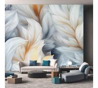 Feather Wallpaper - White Abstract Wall Mural - Wall Murals for Living Room Bedroom - Photo Wallpaper & Home Decor Art - 400 x 280 cm A-2543