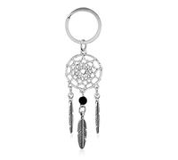 Feather Wind Chimes Dream Catcher Keychain Women Vintage Indian Style Key Ring Black Elegant and Popular Easy Operation