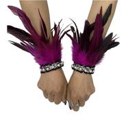 Feather Wrist Cuff Beaded Wrist Cuff Women'S Gothic Versatile Accessories Color Contrast Carnival Christmas Halloween Costumes Festival Rave, For Summer Hot Pink One Size
