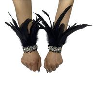 Feather Wrist Cuff Beaded Wrist Cuff Women'S Halloween Costume Accessories Color Contrast Halloween Carnival Christmas Masquerade, For Autumn Black One Size