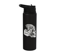 Feathered Aztec Skull Maya Mexican Mayan Indigenous Azteca Stainless Steel Insulated Water Bottle