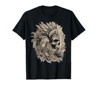 Feathered Aztec Skull Maya Mexican Mayan Indigenous Azteca T-Shirt