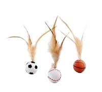 Feathered cat toy balls, three sets of sports chase training toy balls