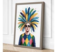 Feathered Crown Eclectic Canvas Wall Art Print 30x20 Inch (76 x 51 cm)