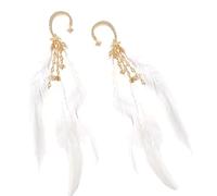 Feathered Drop Ear Cuff Earrings With Rhinestones Star Chain For Party Wedding Gift Fashionable Ear Cuff Accessories Handmade Feather Earrings