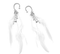 Feathered Earrings With Crystal Star Chain Lightweight Comfortable Accessory Trendy Jewelry Women Girls Handmade Feather Earrings