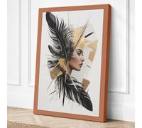Feathered Grace Modern Canvas Wall Art Print 30x20 Inch (76 x 51 cm)