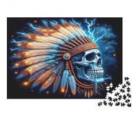 Feathered Skull Head Night Fantasy Art 1000 Piece Jigsaw Puzzle Paper For Adults Relaxation Focus Family Home Decor Gift 38x26cm/1000pcs