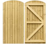 Featheredge Arch Top Wooden Garden and Side Gates H-1500, W-1100, Natural Brown Finish
