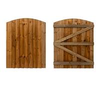 Featheredge Arch top, Wooden Garden and Side Gates (v3)(H-1800, W-1400, Brown Finish)