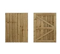 Featheredge Wooden Garden and Side Gates, Fully Framed and Capped (v2)(H-900, W-1150, Natural (Light Green) Finish)