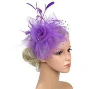 Featheredweight Feather Bridal Decoration Comfortable Wedding Race Day Event Lightweight Hair Hoop with Netting