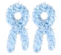 Feathers Boas Turkey Feathers 2pcs 45g for DIY Crafts Wedding Party Halloween Costume,Christmas,Concert Feathers boa, Light Blue, 45g-2yards-2pcs