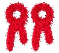 Feathers Boas Turkey Feathers 2pcs 6Ft 45g for DIY Crafts Wedding Party Halloween Costume,Christmas,Concert Feathers boa, Red, Large
