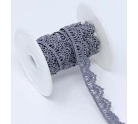 Feathers Creation 1.35cm Wide 2 Yards Beautiful Daisy Fine Scallop Edge Lace Trim Colour Guipure Sewing (Grey)