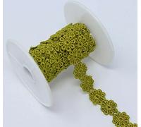 Feathers Creation 15MM Wide 2 Yards Beautiful Daisy Flower Lace, Ribbon Trim Colours Sewing, Embellish (Olive)
