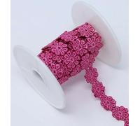 Feathers Creation 15MM Wide 2 Yards Beautiful Daisy Flower Lace, Ribbon Trim Colours Sewing, Embellish (Red Indian)