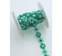 Feathers Creation 2 Yard 3D Daisy Colours Vintage Flower Lace Trim for Embellishment and Decore (Green/Sky Blue)