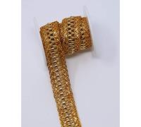 Feathers Creation 3 Yard 2.25 cm Sparkling Metallic Gota, Zari Braid Sh Lace Craft Trim Embellishment sew on Amazing Product for Edging On Dress,Table Cloth,Any Project, Craft DIY (Gold)