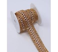 Feathers Creation 3 Yard 2.25 cm Sparkling Metallic Gota, Zari Braid Sh Lace Craft Trim Embellishment sew on Amazing Product for Edging On Dress,Table Cloth,Any Project, Craft DIY (Rose Gold)