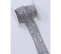 Feathers Creation 3 Yard 2.25 cm Sparkling Metallic Gota, Zari Braid Sh Lace Craft Trim Embellishment sew on Amazing Product for Edging On Dress,Table Cloth,Any Project, Craft DIY (Silver)