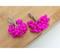 Feathers Creation 4 Pcs Latest Indian Mini Bead Tassels Latkan with Loop for Blouse, Dupatta,Edging Sew on (Hot Pink)