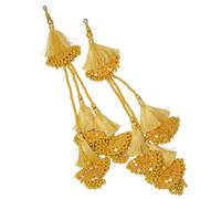 Feathers Creation Ltd Sew on Tassels garland for Curtain Edge Blouse Latkan Wedding Dress Tassel Sold per Pair 14 Inch Long (Mustard)