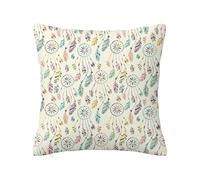 Feathers Decor Throw Pillow Covers,Traditional Tribal Folk Symbolic,Soft Plush Double-Sided Couch Pillow Covers for Cushions Sofa Living Room Home Decor,Pink 16 x 16 inch