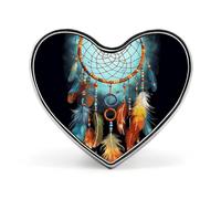 Feathers Dream Catcher Heart Shape Lapel Pin Personalized Pinback Button Badges Retro Punk Button Pin Kawaii Heart Badges for Men Women Clothes Bags Hats & Gift