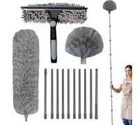 Feathers Dusters - Telescopic Duster | Feathers Duster Long Handle | Cobweb | Ceiling | High Reach Wall Cleaner | Ergonomic Dusting Supplies Ceiling Fan Brush For Shelf Lampshade Wall