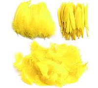 Feathers for Crafting, 250 Pcs 3 Size Natural Feathers White Black Yellow Pink Goose Feathers for DIY Dream Catchers Home Decor Wedding Party Decorations (Yellow)