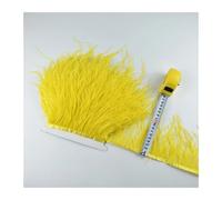 Feathers Fringe Trims 1/5/10Meters Ostrich Feather Skirt Fringe Trims 10-15CM Ostrich Feather Ribbon Feathers for Crafts Wedding Feathers Decoration(12 Yellow,1 Meters)