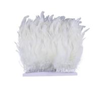 Feathers Fringe Trims 1 Meter Rooster Feathers Trims Fringe 10-15cm Plumes Ribbon for Sewing Clothing Decoration(White)