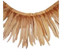 Feathers Fringe Trims 2meters Colorful Rooster Tail Feather Trims for Needlework and DIY Handicrafts Feathers Fringes(Khaki,15-20CM 6-8inch)