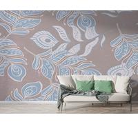 Feathers Geometric Wall Mural, Self Adhesive Wallpaper Peel and Stick, Bohemian Ethnic Home Decor Photo Wallpaper, Silk Cloth Wall Sticker for Living Room & Bedroom, 150x100 cm - M-997