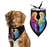 Feathers in Rainbow Wings Flight Angels Dog Bandanas Triangle Scarfs Printing Bib Scarf Adjustable Accessories for Small Dogs And Cats
