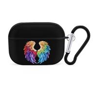 Feathers in Rainbow Wings Flight Angels Earphone Case PC Bluetooth Earbud Case Headphone Cases Compatible with Airpods Pro Black-style