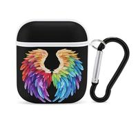 Feathers in Rainbow Wings Flight Angels Earphone Case PC Bluetooth Headphone Case Compatible with Airpods 1/Airpods 2 White-style